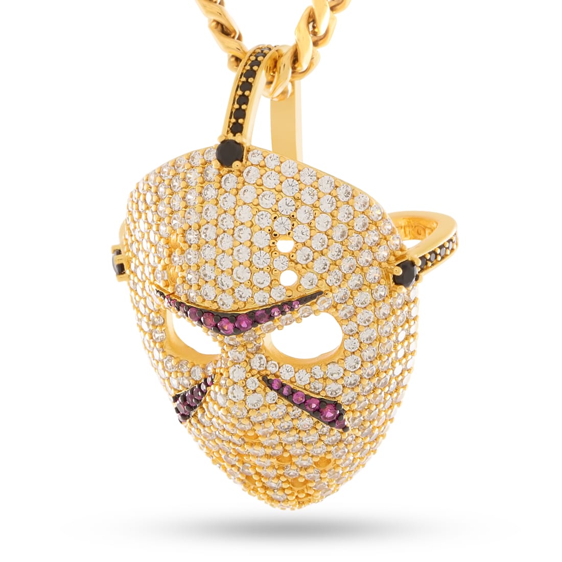 Friday the 13th x King Ice - Jason's Mask Necklace  in  14K Gold by King Ice