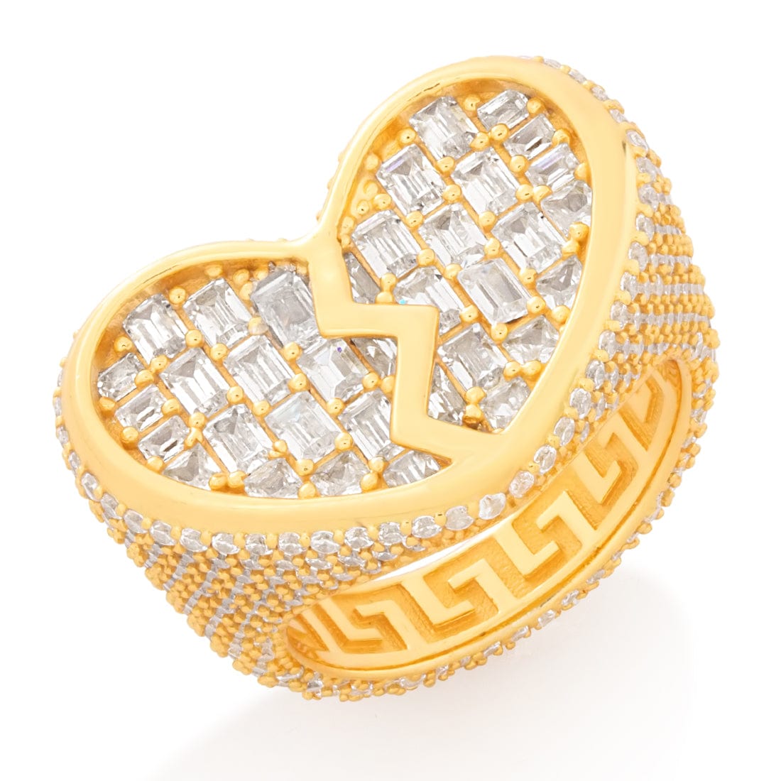 thumbnail image 2 of 14k Gold Plated 925 Sterling Silver Men's Hip Hop Dollar Sign CZ Pinky Ring - Sizes 7-13 2 of 3