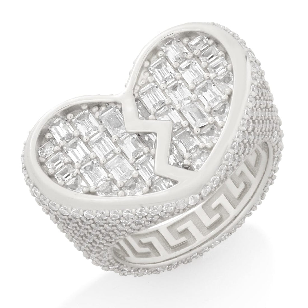 Heartbroken Ring  in  Sterling Silver / White Gold / 7 Mens Rings