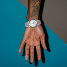 Iced Melrose Automatic Watch: Silver Case / Frost Dial  in  by King Ice