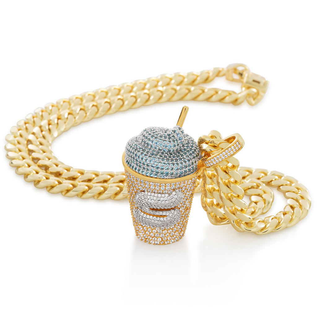 14K Gold Iced Slurpee Necklace
