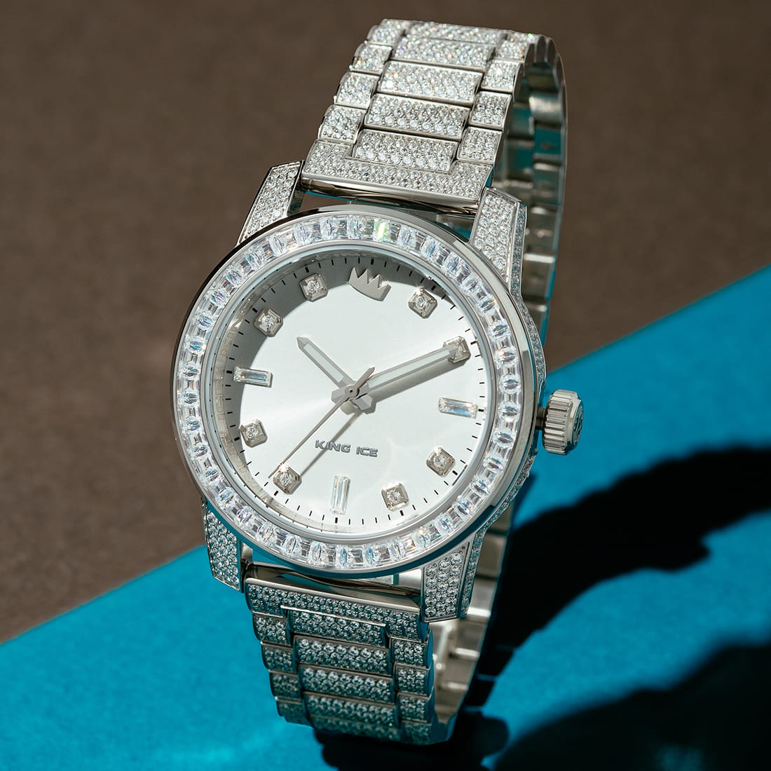 Iced Sunset Automatic Watch: Silver Case / Frost Dial  in  by King Ice
