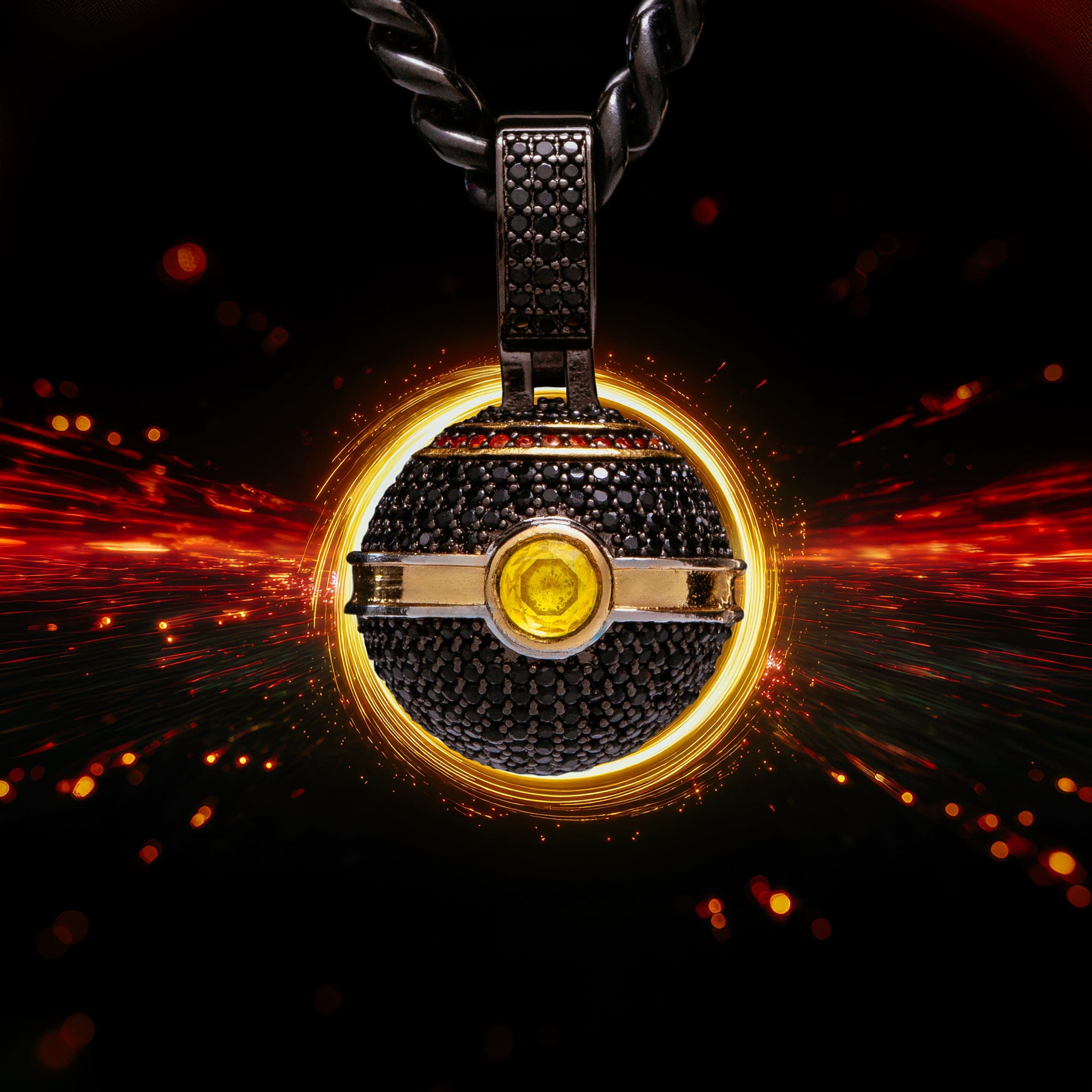 King Ice | Pokémon - Luxury Ball Necklace  in  Black Gold / 1.1" by King Ice