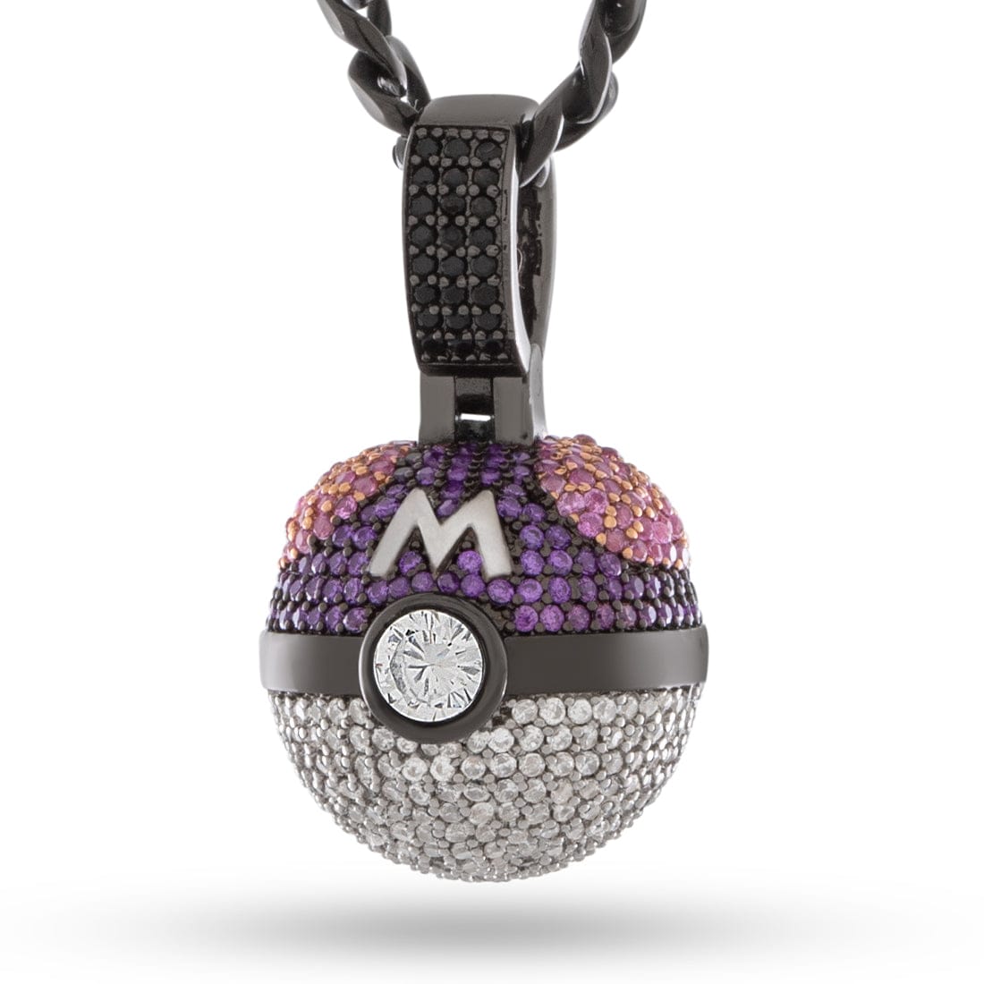 King Ice | Pokémon - Master Ball Necklace  in  Black Gold / 1.1" by King Ice