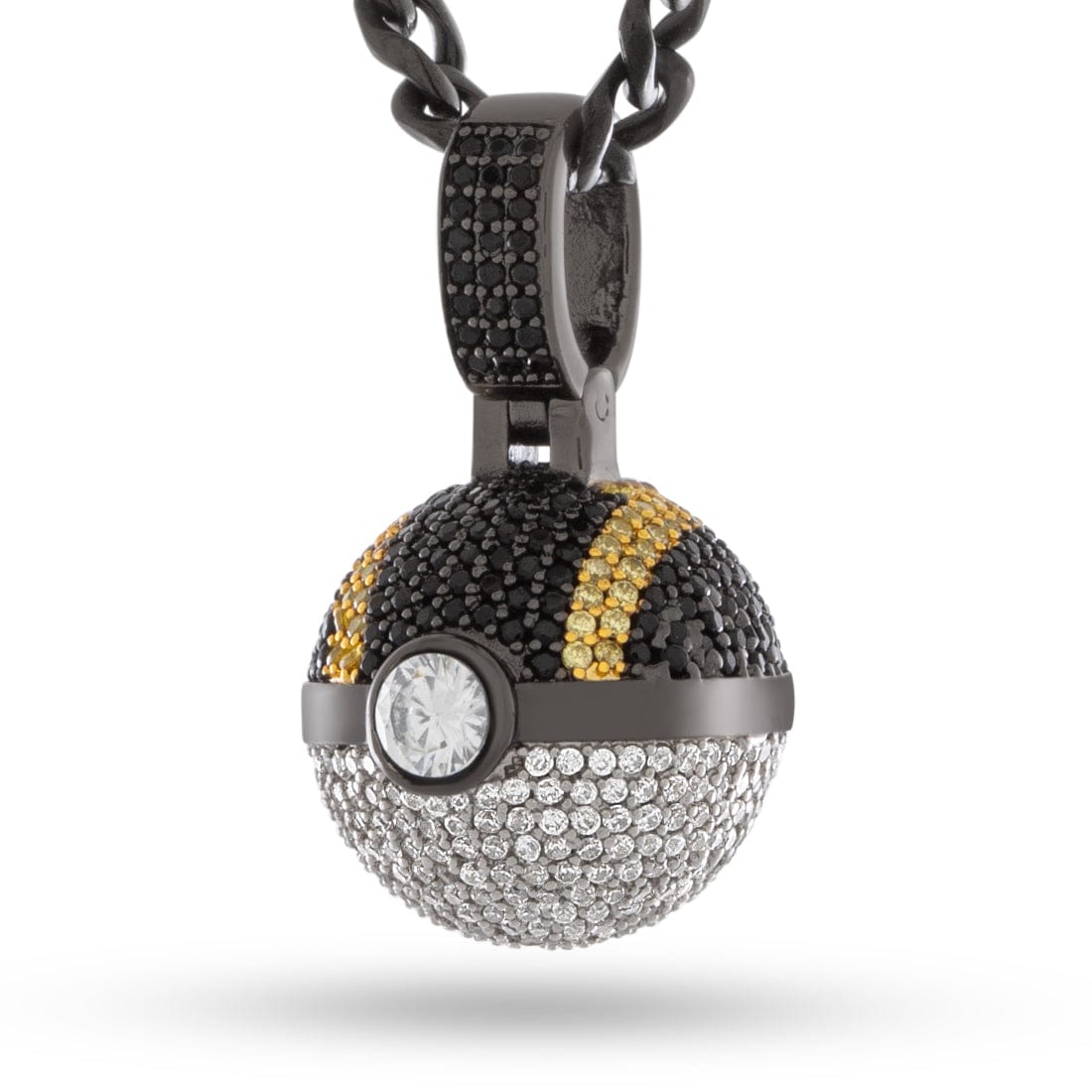 King Ice | Pokémon - Ultra Ball Necklace  in  Black Gold / 1.1" by King Ice