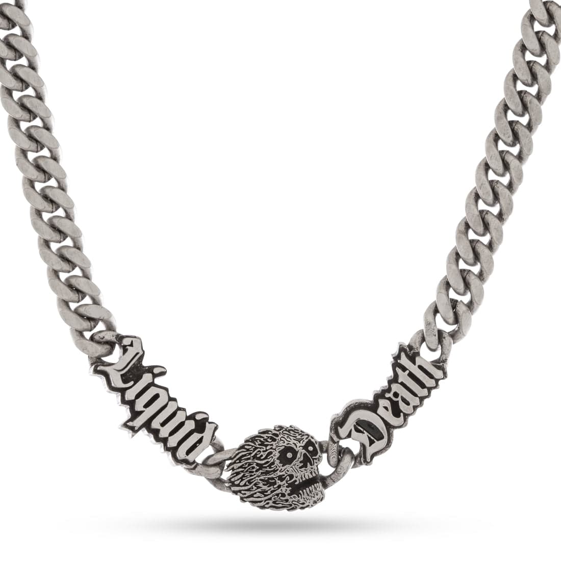 Liquid Death x King Ice - 8mm Skull Chain  in  White Gold / 20" by King Ice