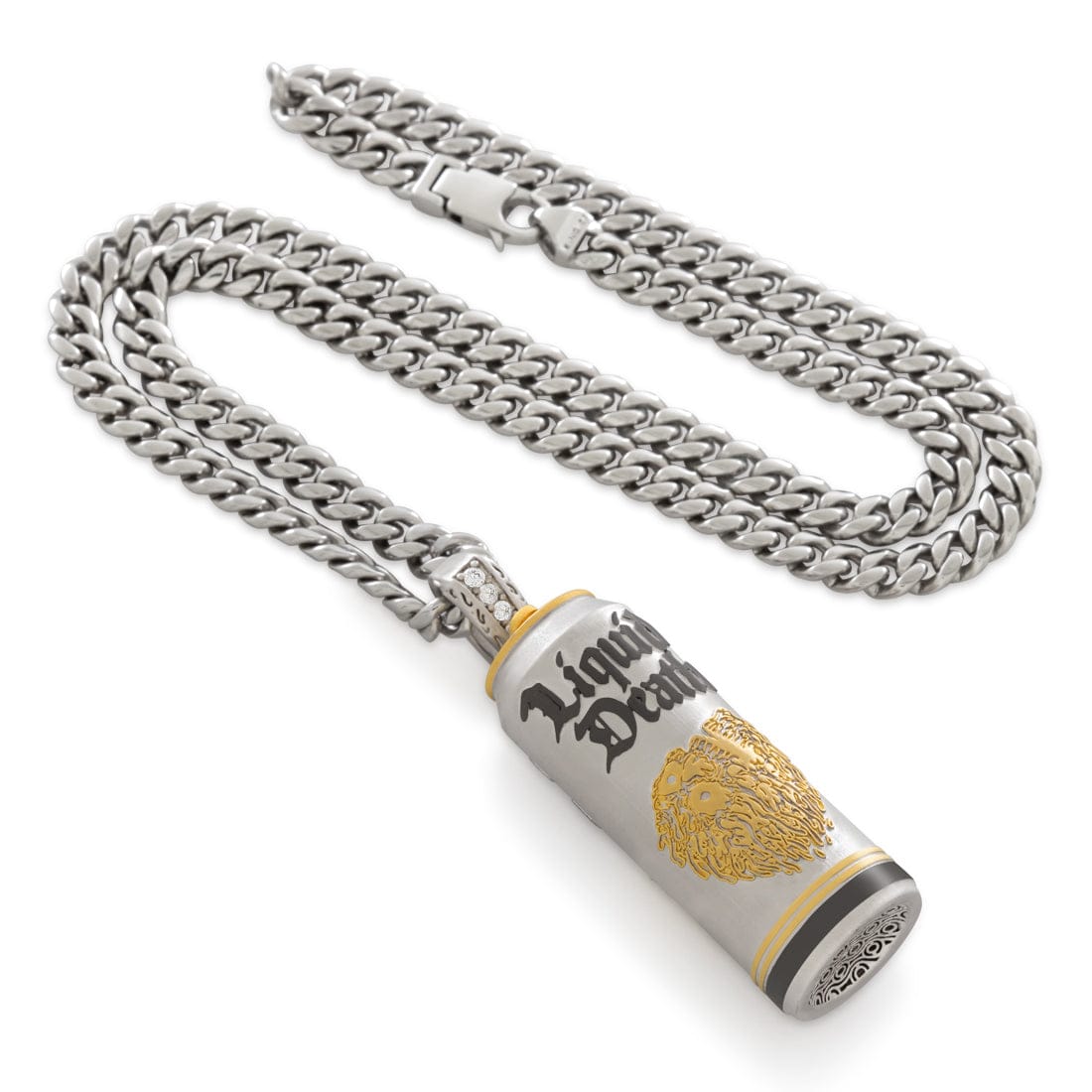Liquid Death x King Ice - Still Water Can Necklace  in  White Gold / 2.6" by King Ice