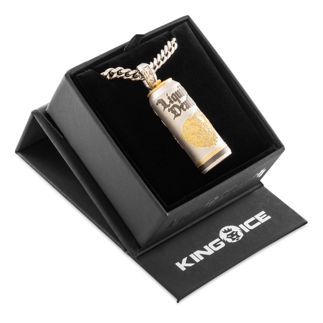 Liquid Death x King Ice - Still Water Can Necklace  in  White Gold / 2.6" by King Ice