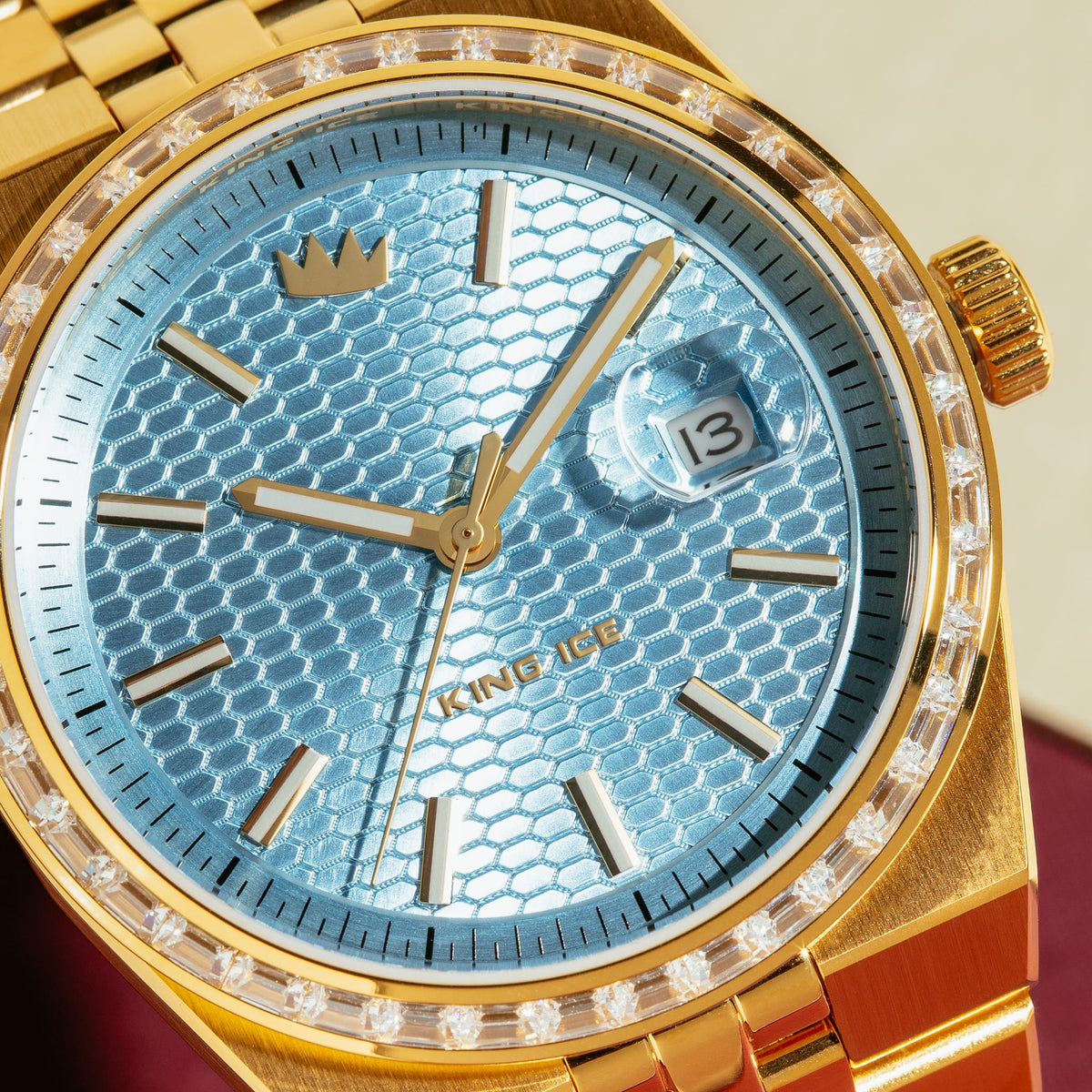 Melrose Automatic Watch: Gold Case / Powder Blue Dial  in  by King Ice