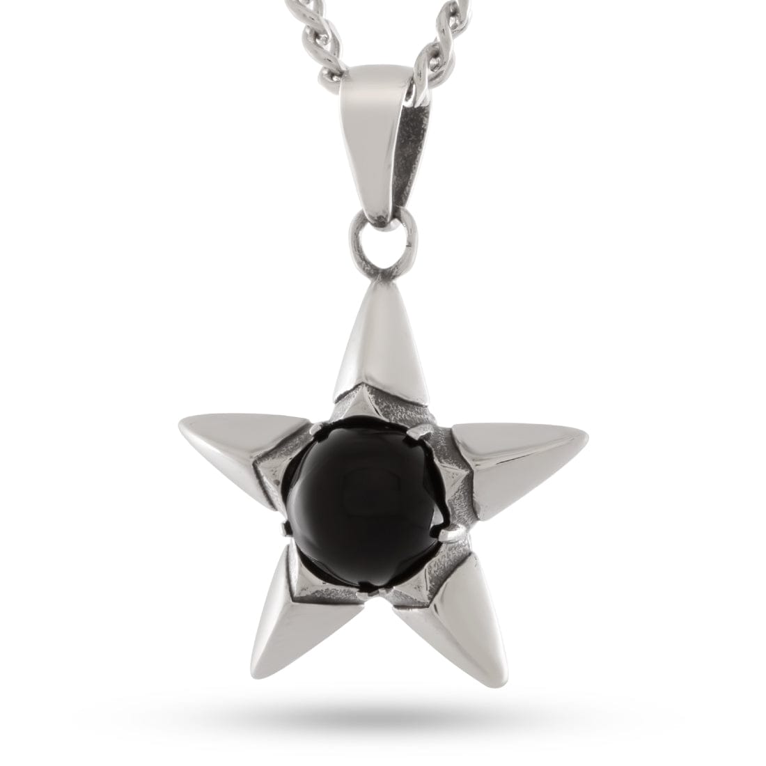 Obsidian Crest Star Necklace  in  2.2" by King Ice