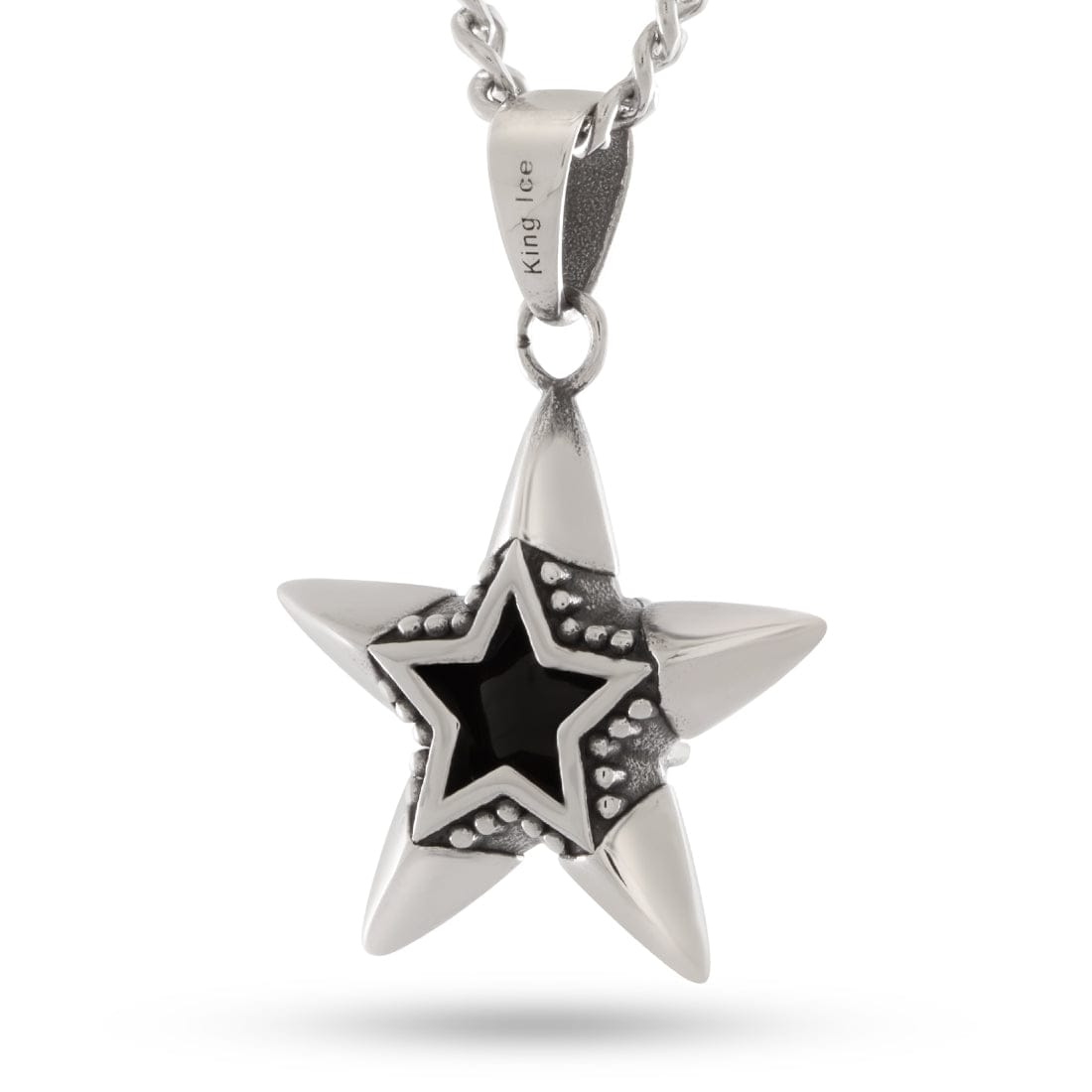 Obsidian Crest Star Necklace  in  2.2" by King Ice