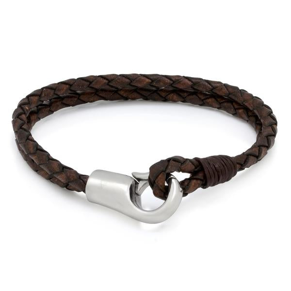 Brown / Leather / 8.5" Onyx Hook Bracelet