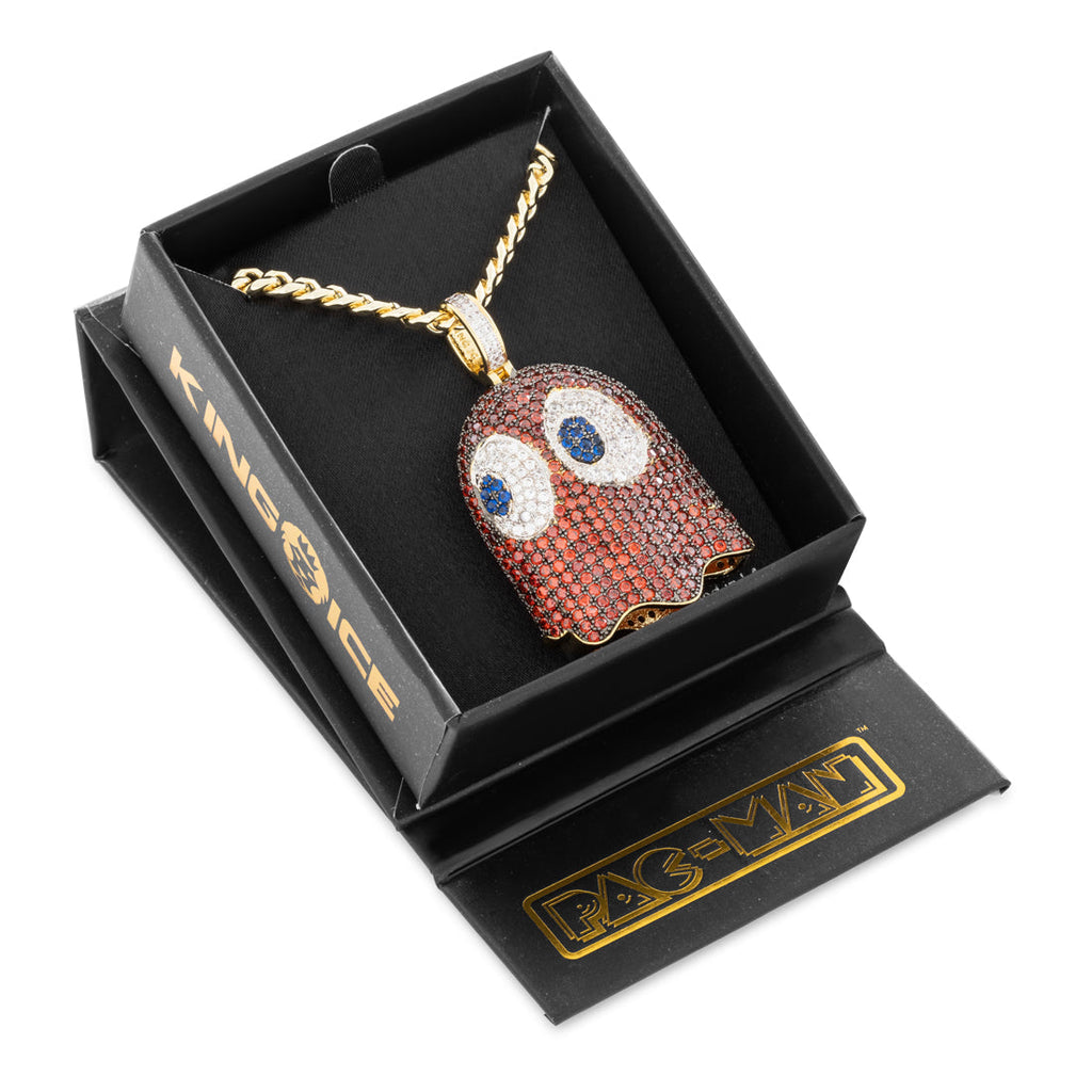 2.1" / 14K Gold PAC-MAN x King Ice - 3D Blinky Necklace