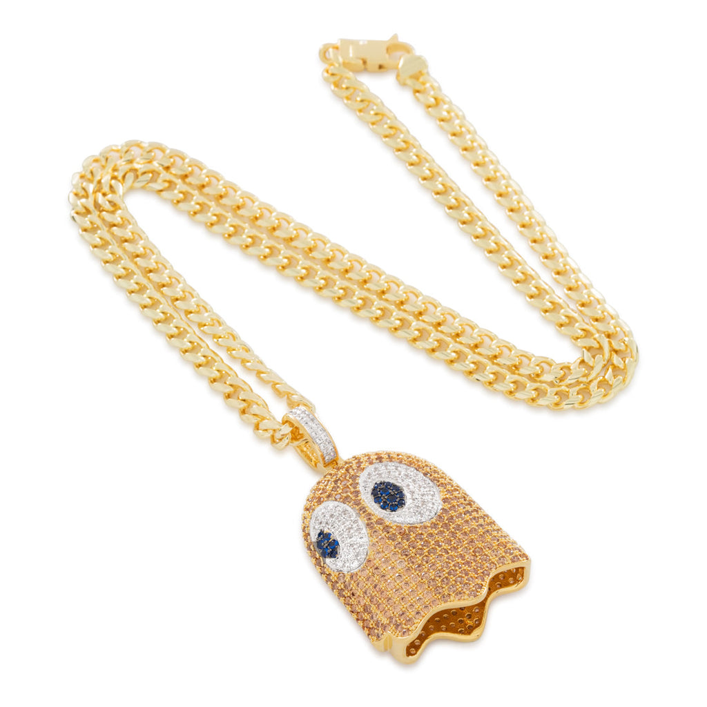 2.1" / 14K Gold PAC-MAN x King Ice - 3D Clyde Necklace