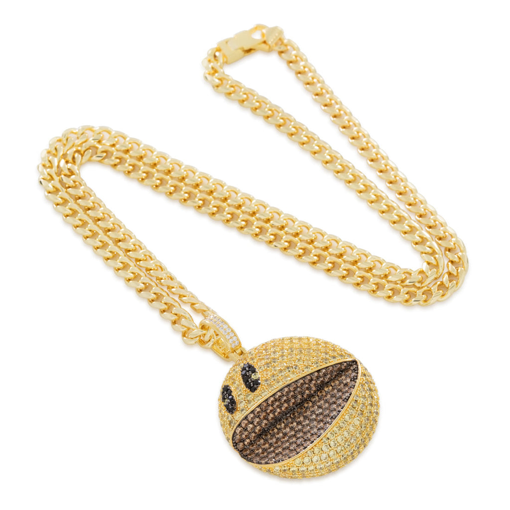 2.1" / 14K Gold PAC-MAN x King Ice - 3D PAC-MAN Necklace