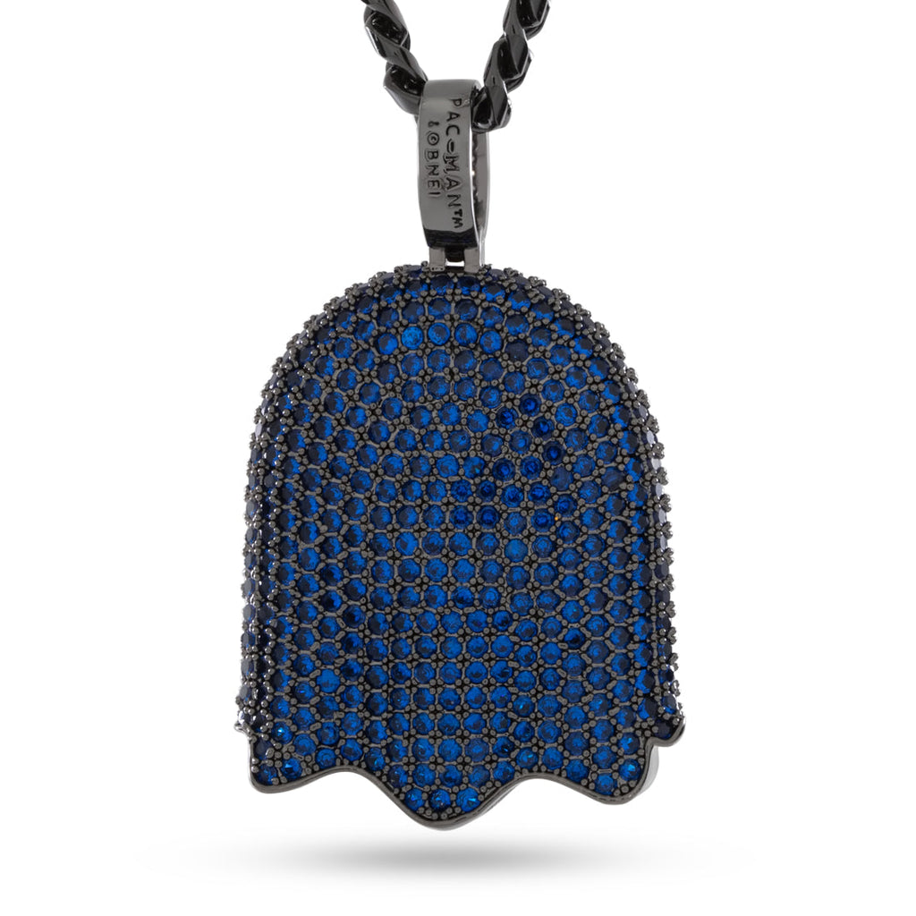 2.1" / 14K Gold PAC-MAN x King Ice - 3D Turn-to-Blue Ghost Necklace
