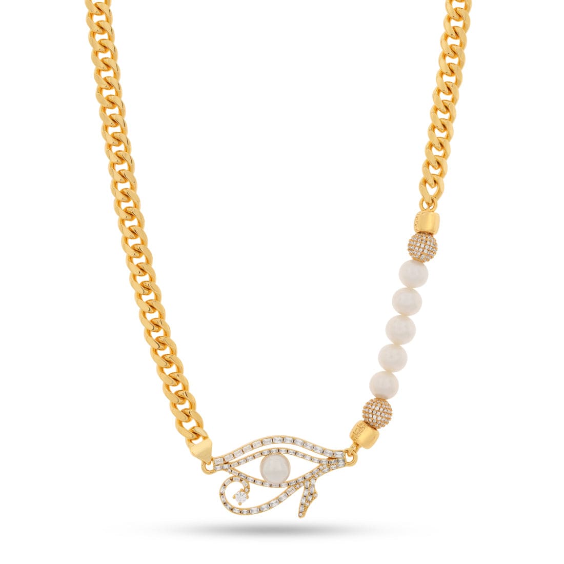 Pearl of Wisdom Eye of Ra Chain  in  Gold Plated / 14K Gold / 20" Mens Chains