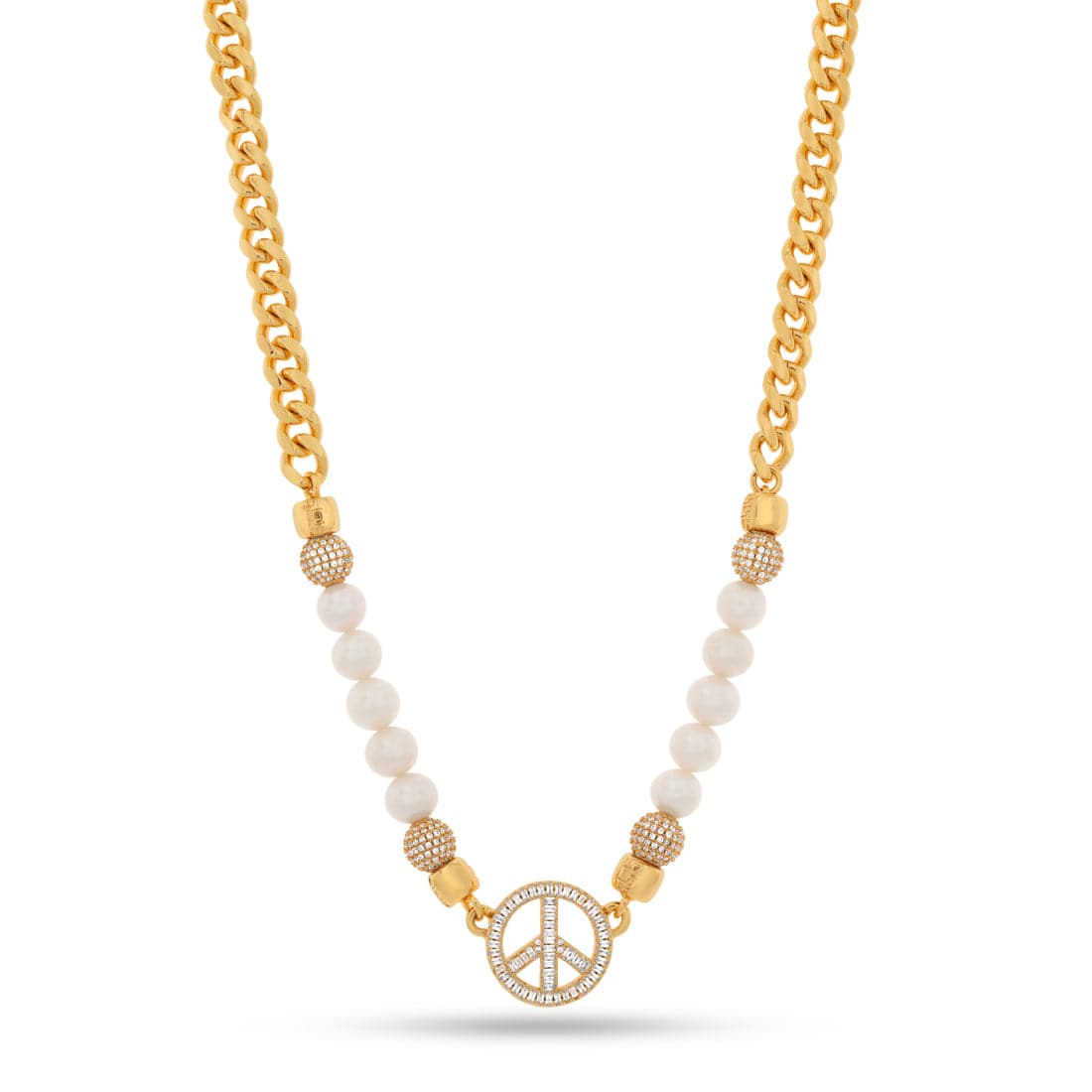 Pearl of Wisdom Peace Chain  in  Gold Plated / 14K Gold / 20" Mens Chains
