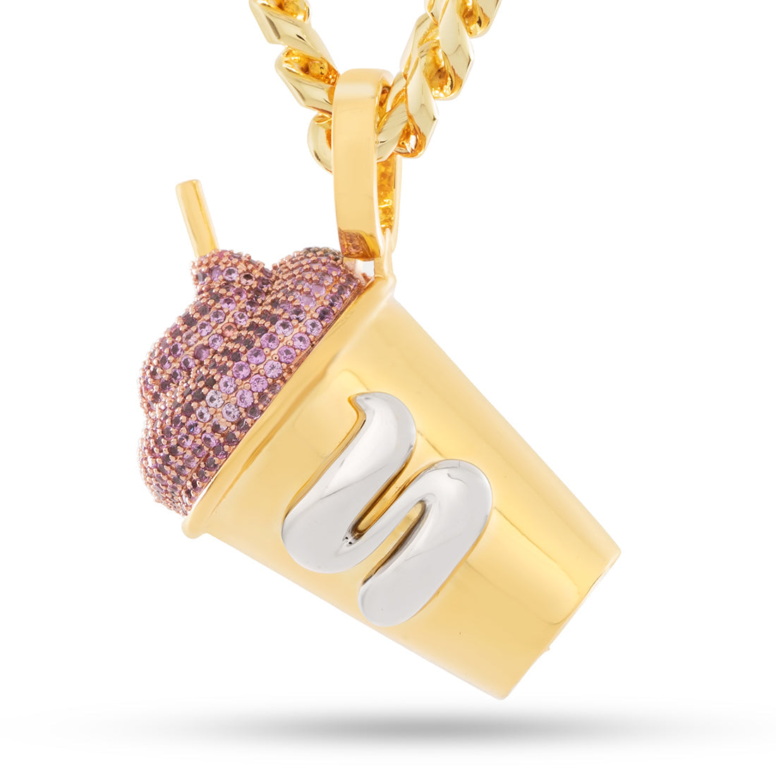 14K Gold Pink Slurpee Necklace