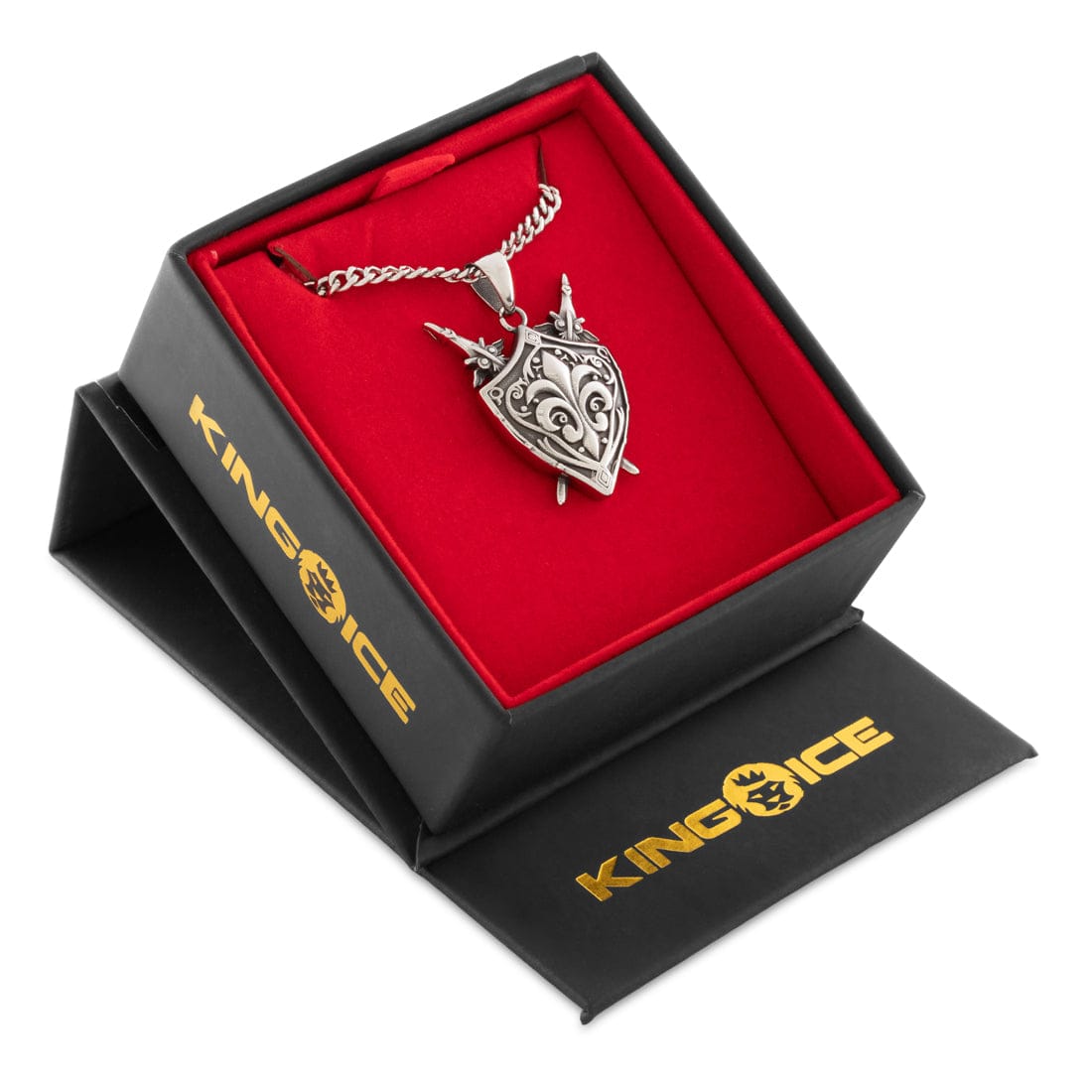 Rebel Arms Shield Necklace  in  1.7" by King Ice