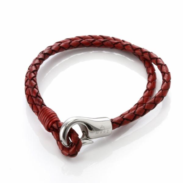 Stainless Steel / Leather / 8" Red Viper Bracelet