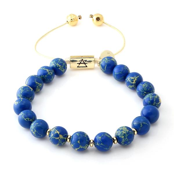 Genuine gemstone / Blue Gold / Stretch Sea Foam Bracelet
