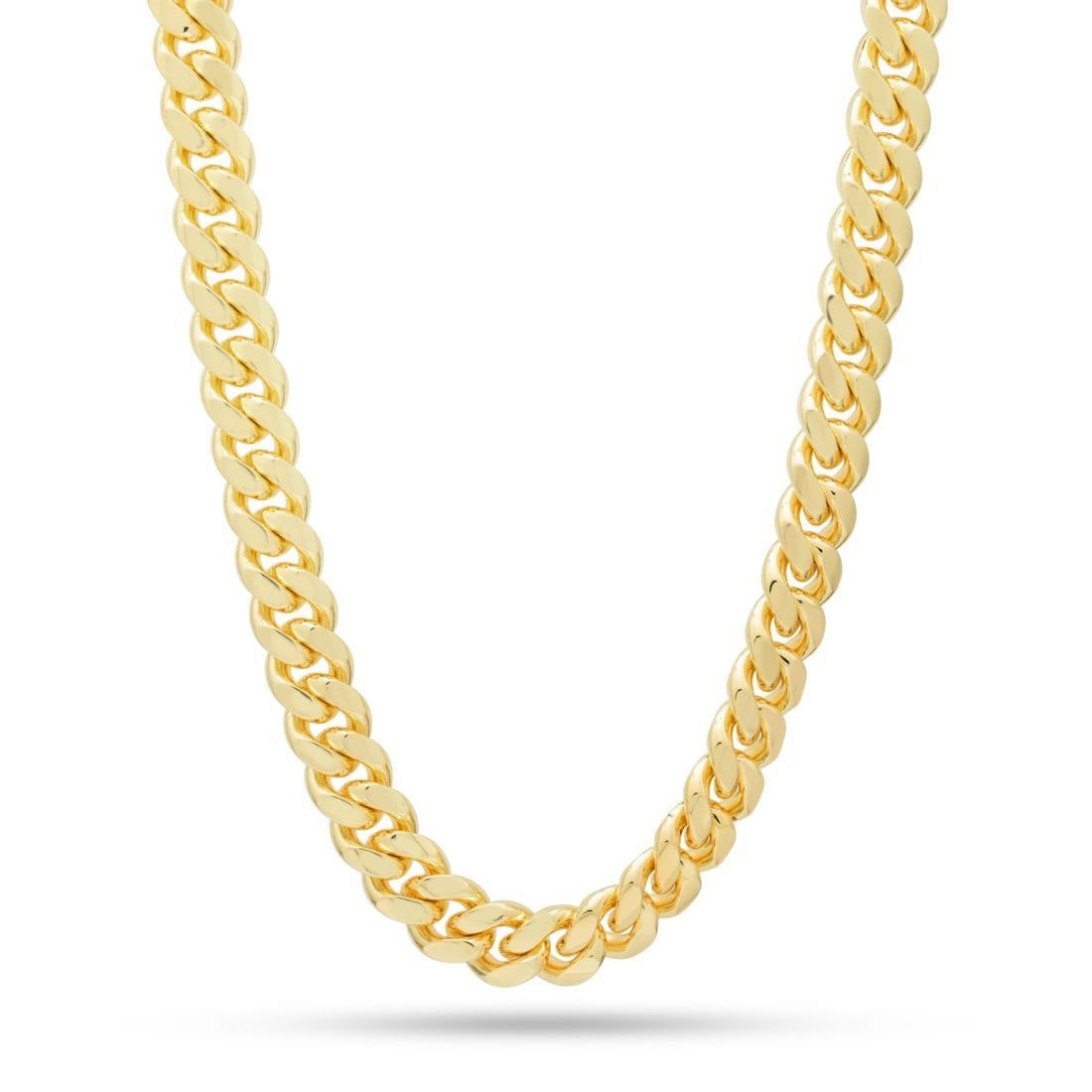 Solid Gold 10mm Miami Cuban Link Chain  in  Solid Gold / 14K Gold / 18" Mens Chains