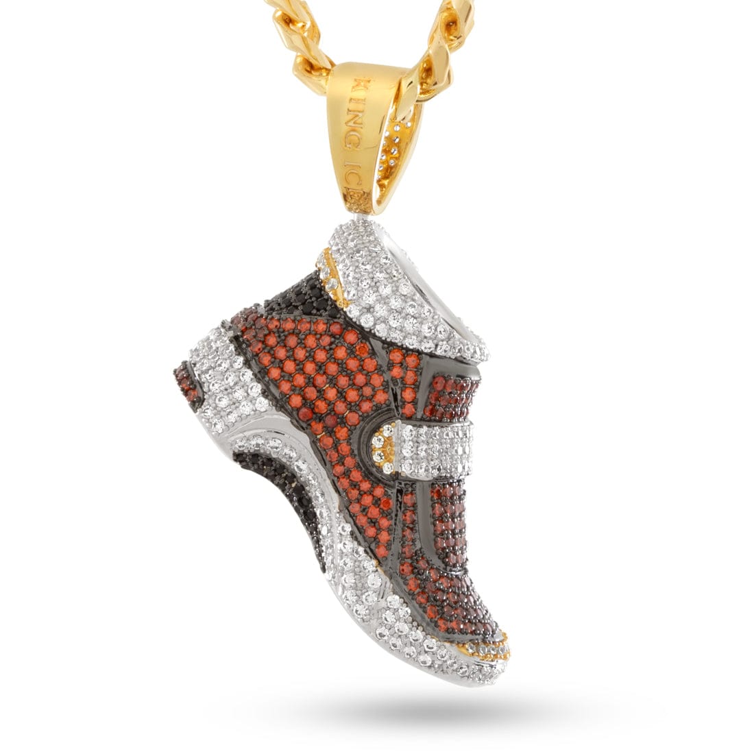 Sonic the Hedgehog x King Ice - Grind Shoe Necklace  in  14K/White Gold / 2" Mens Necklaces