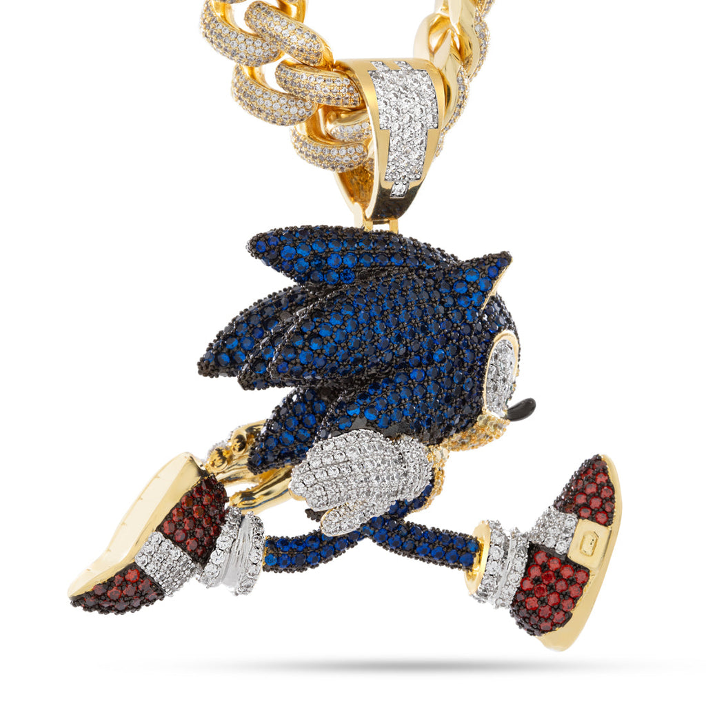 14K Gold / 3.7" Sonic the Hedgehog x King Ice - LE XL Fast Sonic Necklace