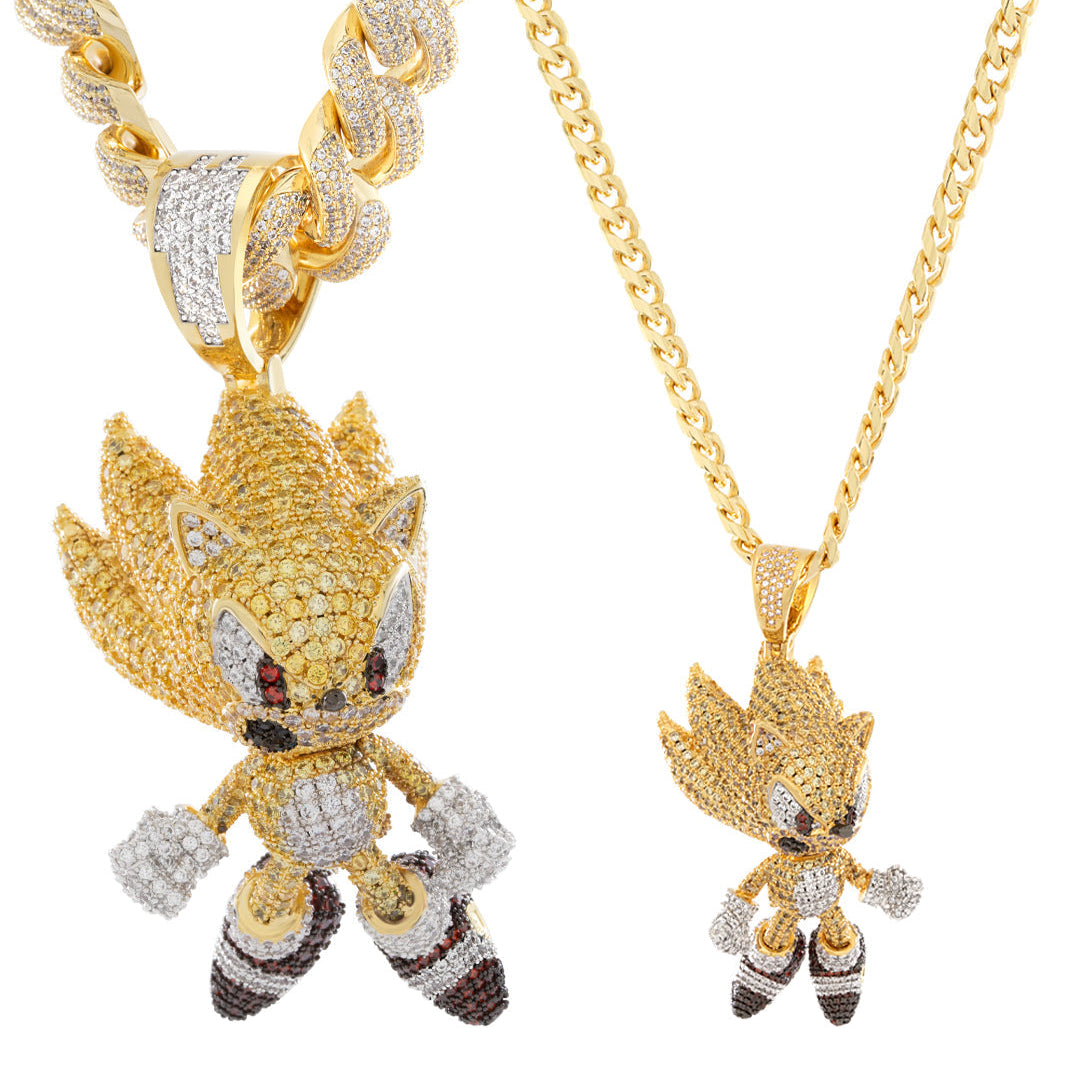 14K Gold / 4.4" Sonic the Hedgehog x King Ice - LE XL Fast Super Sonic Necklace
