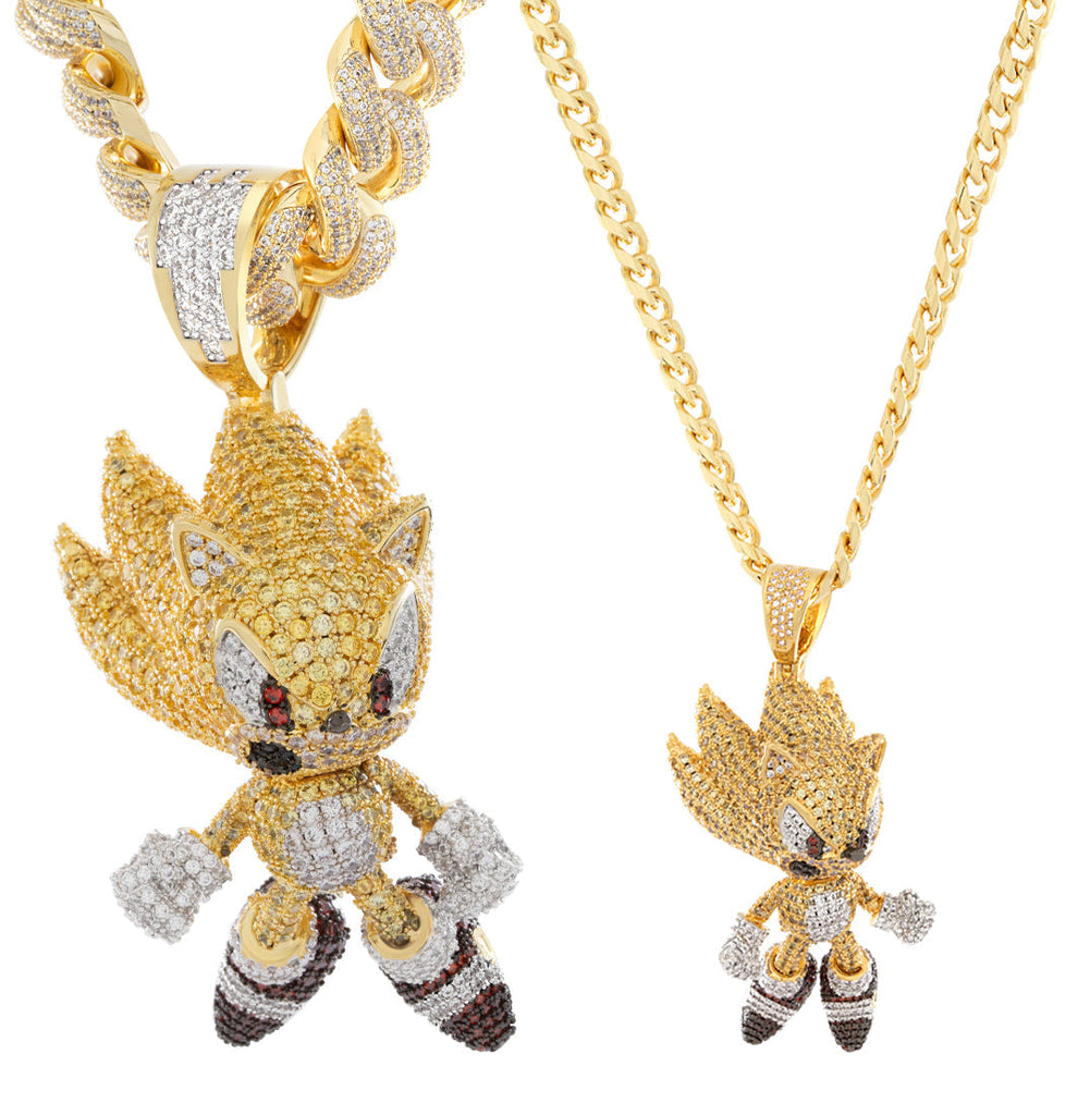 14K Gold / 4.4" Sonic the Hedgehog x King Ice - LE XL Fast Super Sonic Necklace