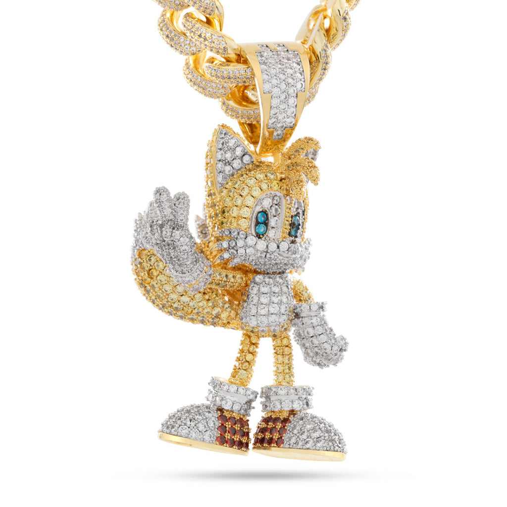 14K Gold / 3.8" Sonic the Hedgehog x King Ice - LE XL Flying Tails Necklace