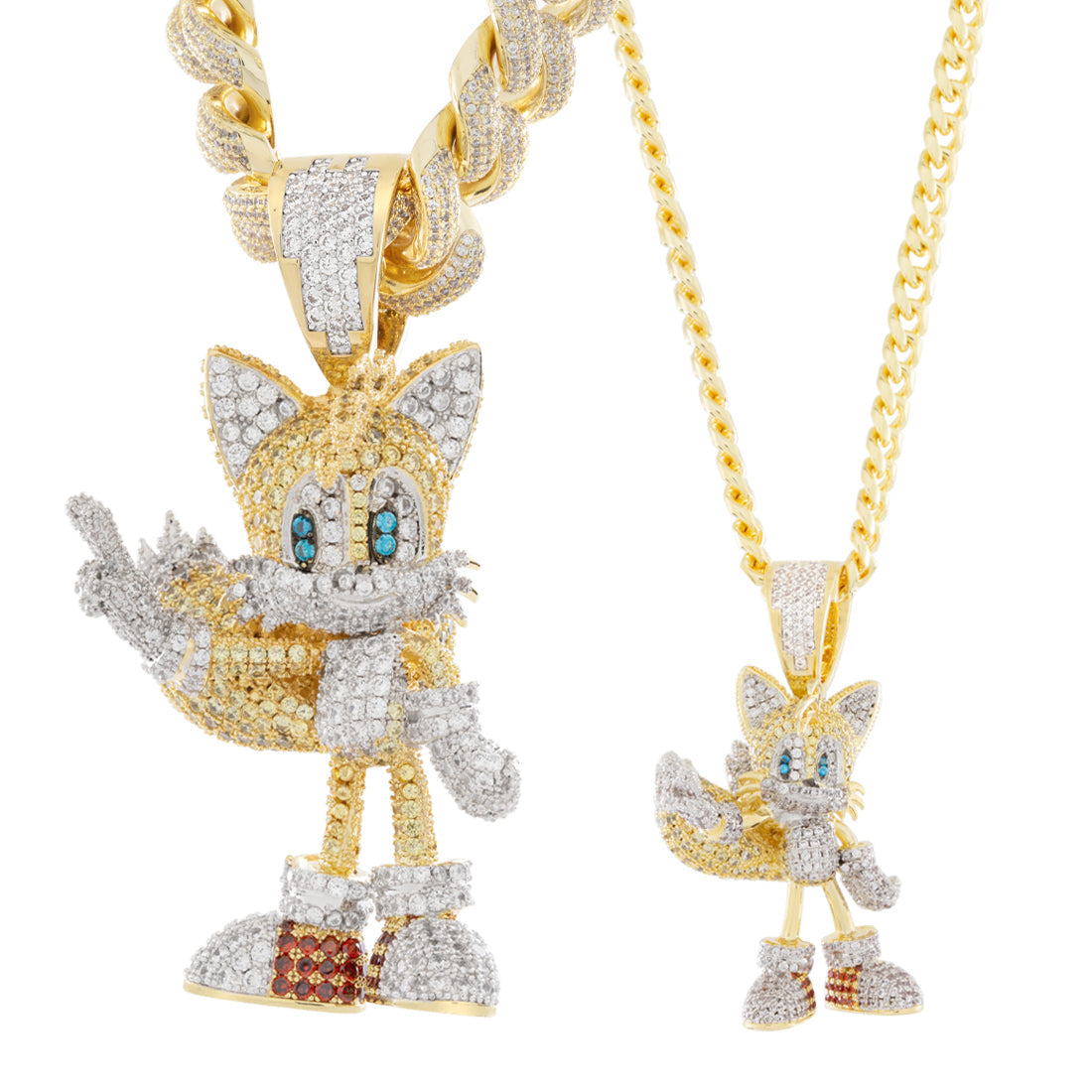 14K Gold / 3.8" Sonic the Hedgehog x King Ice - LE XL Flying Tails Necklace
