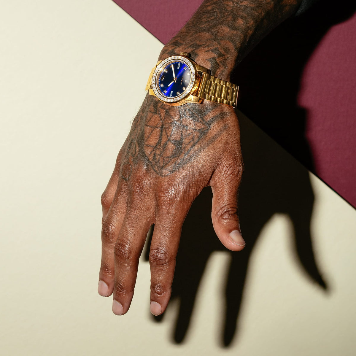 Sunset Automatic Watch: Gold Case / Cobalt Dial  in  by King Ice