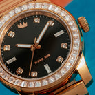 Sunset Automatic Watch: Rose Case / Noir Dial  in  by King Ice