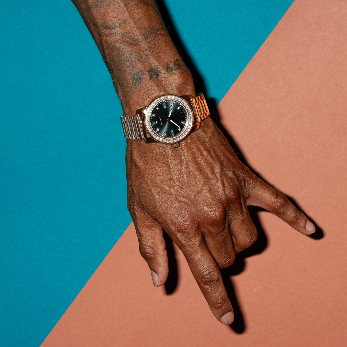 Sunset Automatic Watch: Rose Case / Noir Dial  in  by King Ice