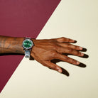 Sunset Automatic Watch: Silver Case / Forest Dial  in  by King Ice
