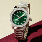 Sunset Automatic Watch: Silver Case / Forest Dial  in  by King Ice