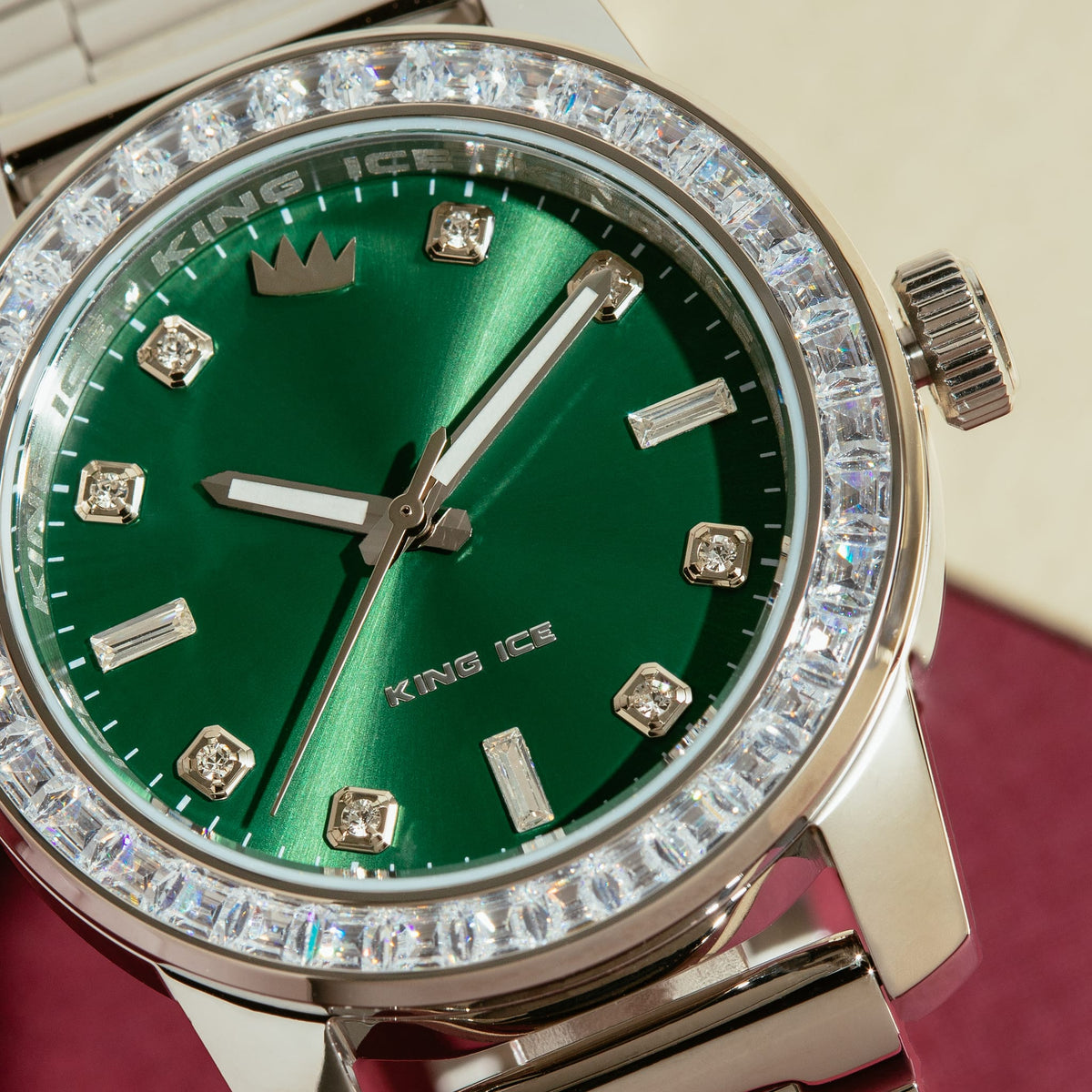 Sunset Automatic Watch: Silver Case / Forest Dial  in  by King Ice