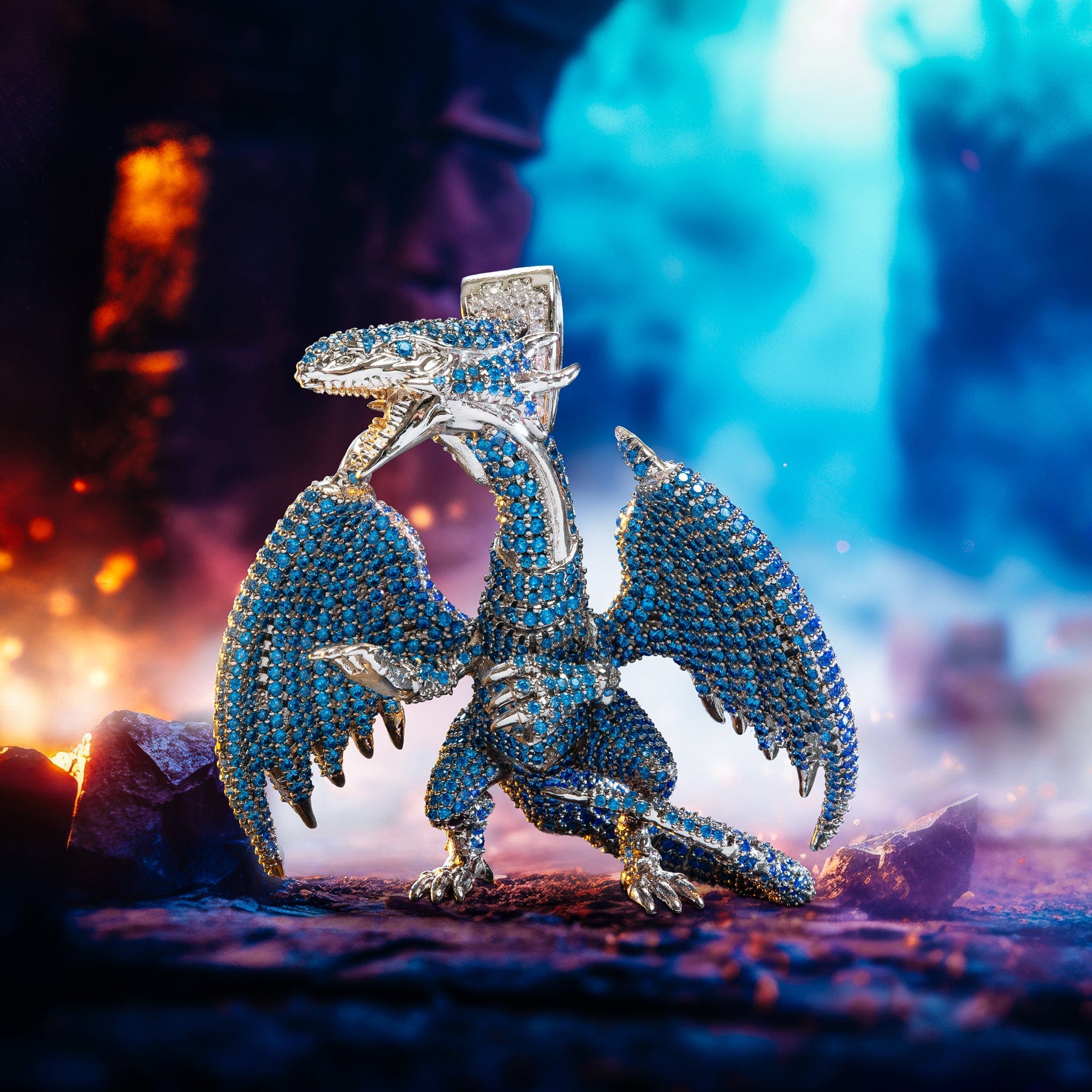Blue Eyes White Dragon Necklace | Yu-Gi-Oh! Jewelry King Ice Blue Eyes White Dragon Necklace | Yu-Gi-Oh! Jewelry King Ice