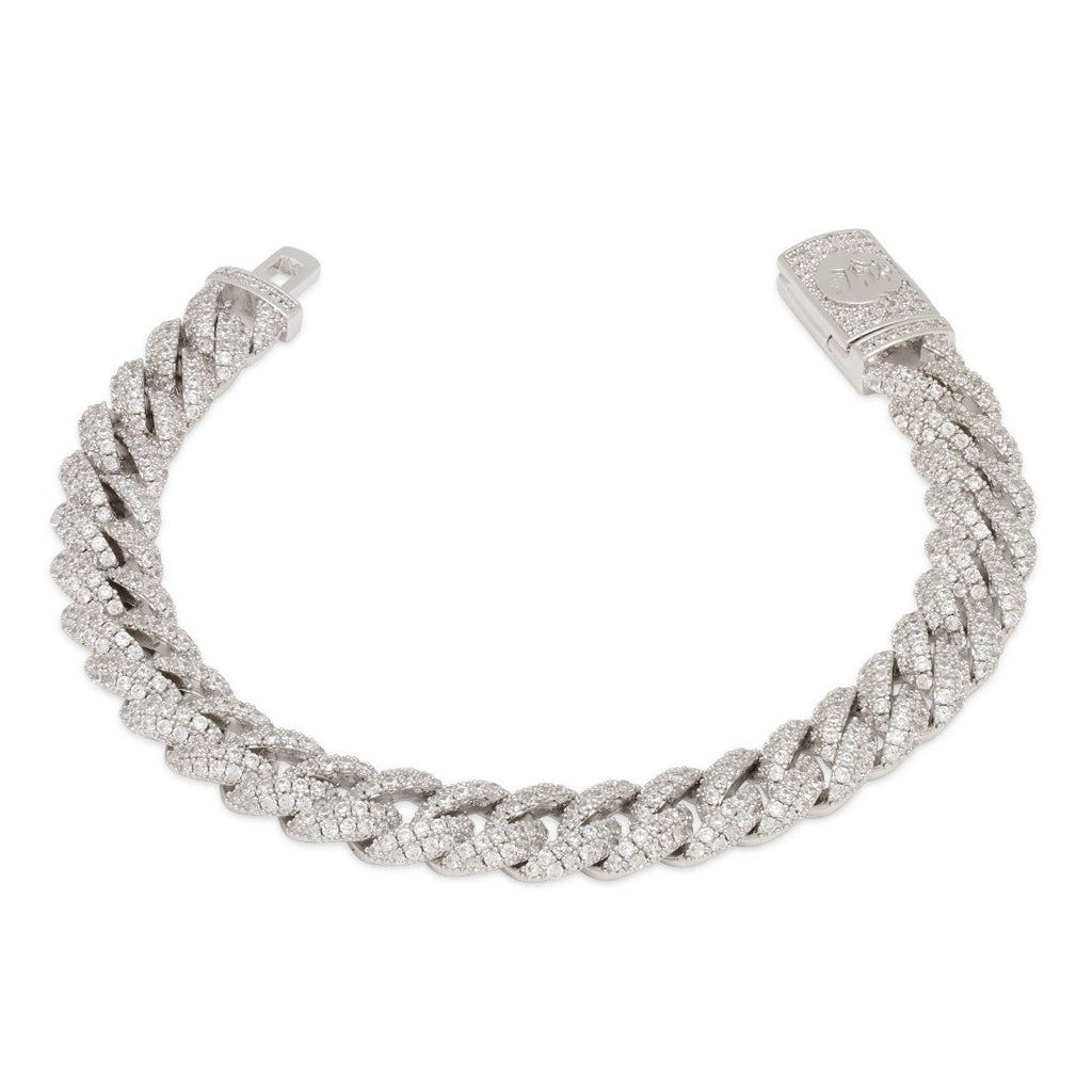 White Gold / 7" 10mm Iced Miami Cuban Bracelet BRX14099-Silver-7