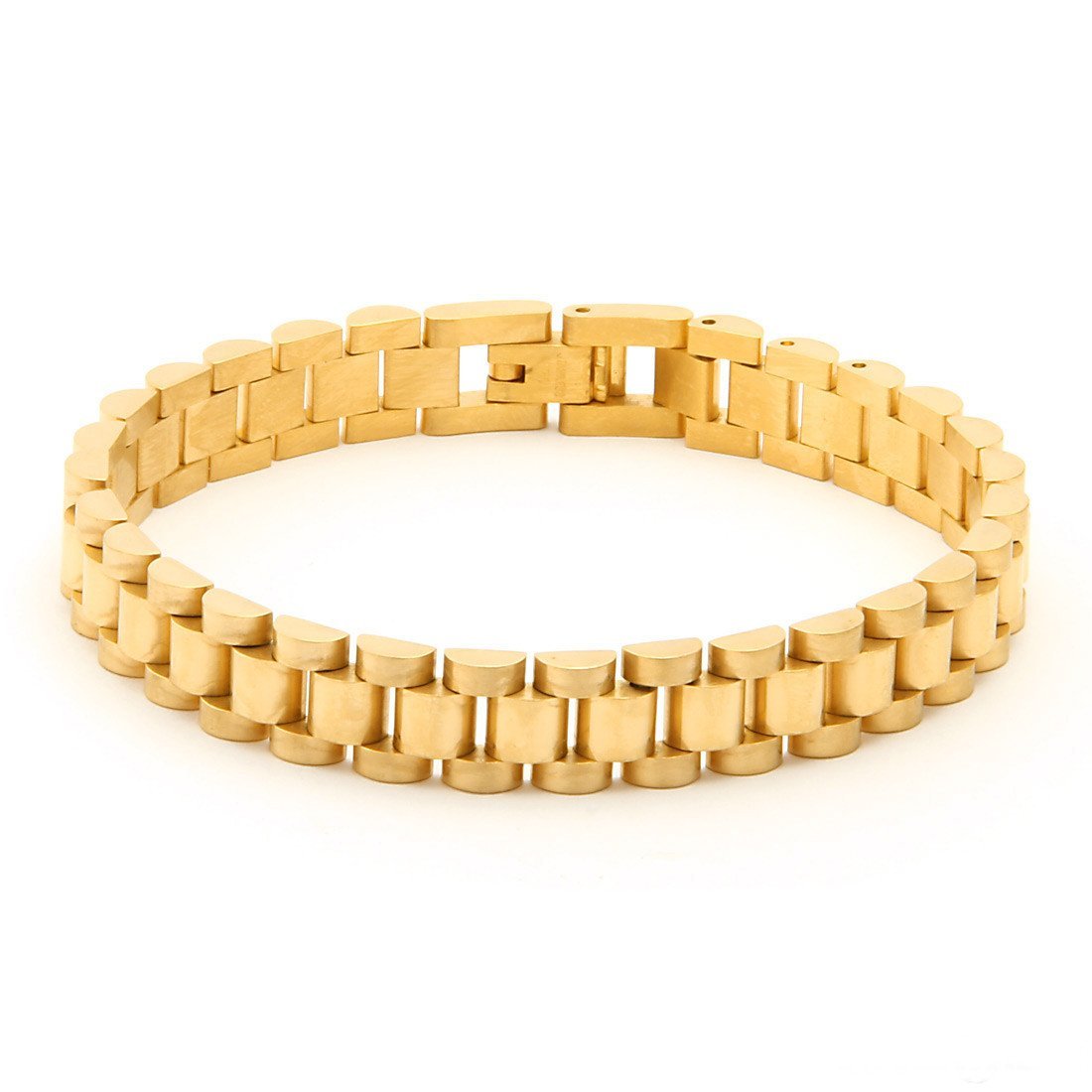 8.5 / 14K Gold The 14K Gold 10mm Rolex Watch Link Stainless Steel Bracelet BRX10275-Gold