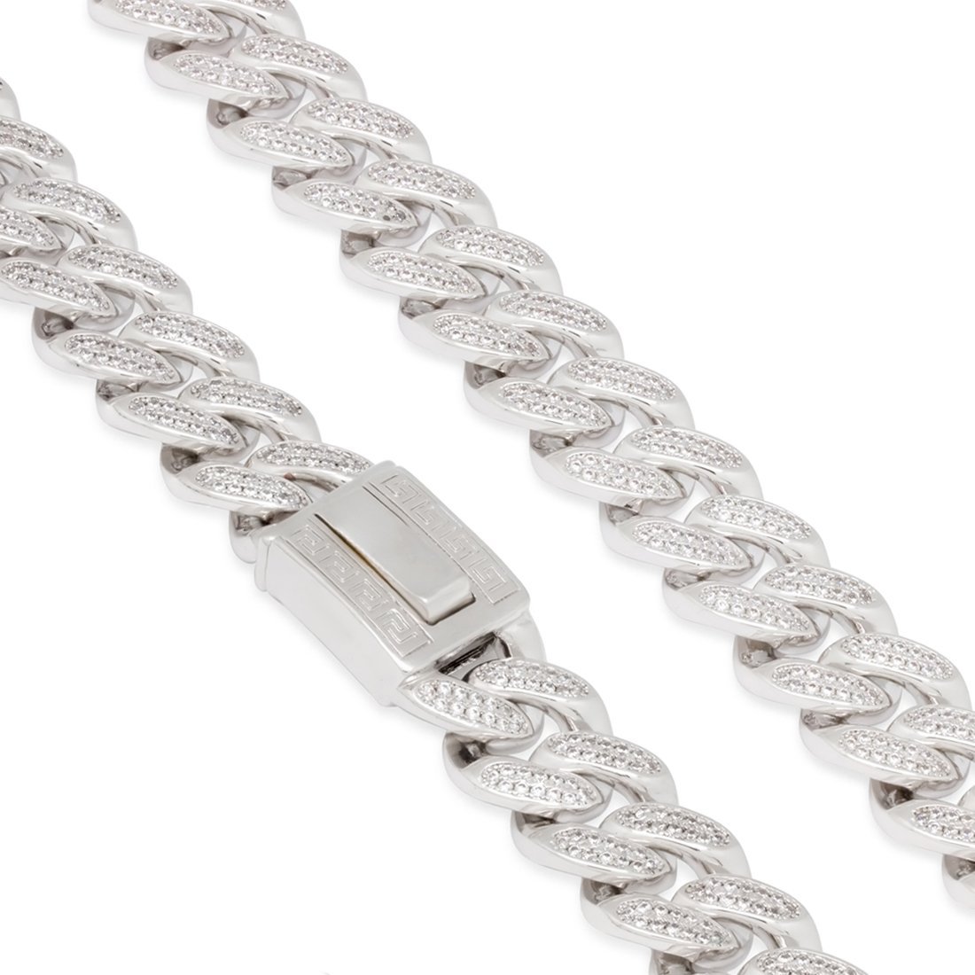 18mm Classic Iced Miami Cuban Link Chain Hip Hop Jewelry Gold Plated White Gold 20