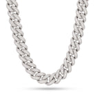 Gold Plated / White Gold / 18" 18mm Iced Baguette Miami Cuban Chain CHX14104-SILVER-18