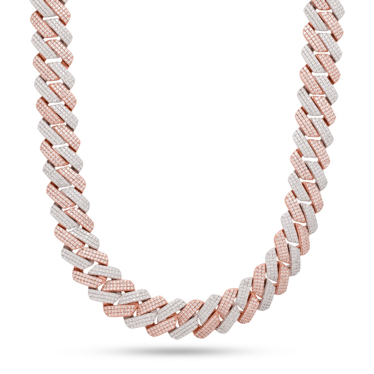 18mm Rose Gold Iced Diamond-Cut Miami Cuban Link Chain King Ice