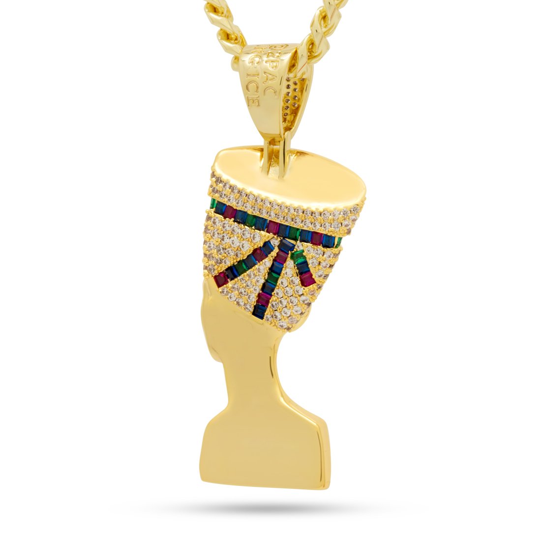 3D Boss Nefertiti Necklace Hip Hop Jewelry King Ice