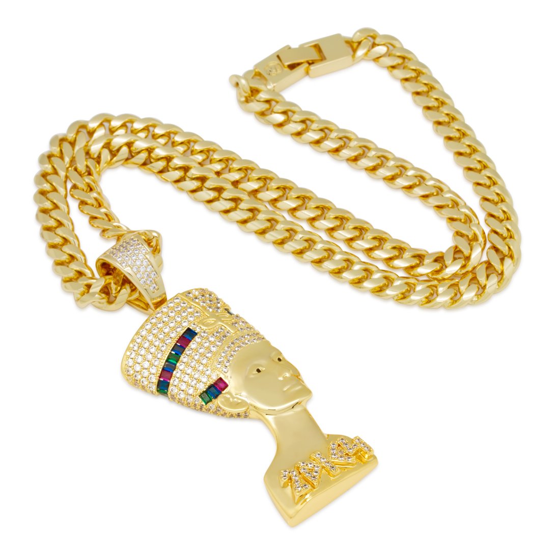 3D Boss Nefertiti Necklace Hip Hop Jewelry King Ice