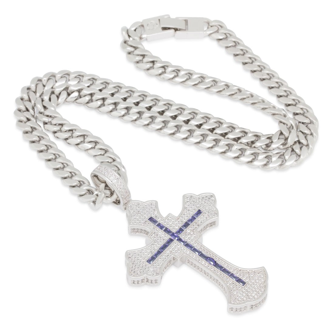 2Pac x King Ice - Fleur de Lis Cross Necklace