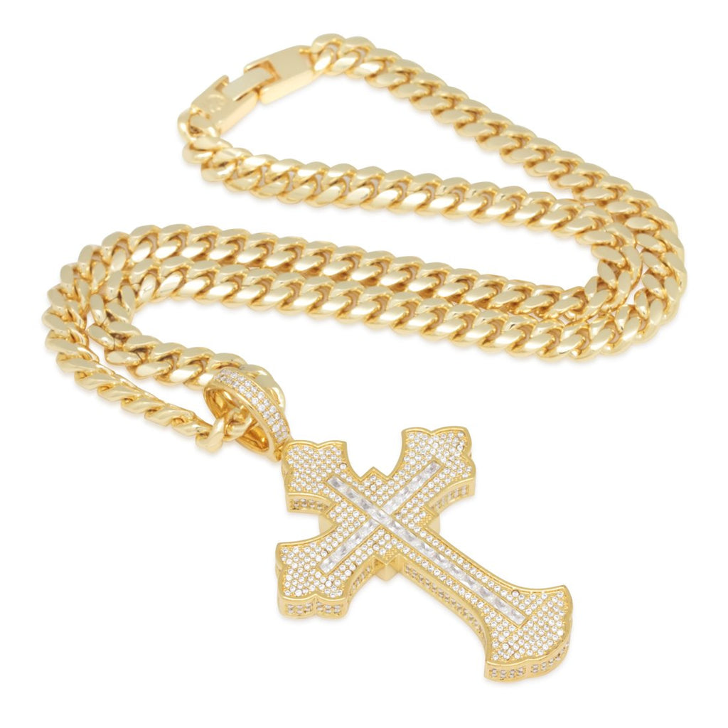 2Pac x King Ice - Fleur de Lis Cross Necklace
