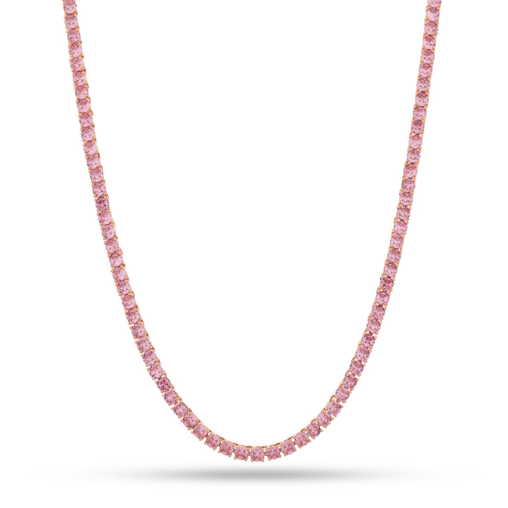 Gold Plated / Rose Gold / 18" 4mm Pink Tennis Chain